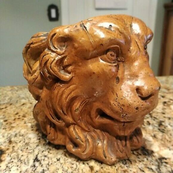 Vintage Tiger Head Detailed Ceramic Planter Made in Italy Vintage MCM Signed - Picture 2 of 12